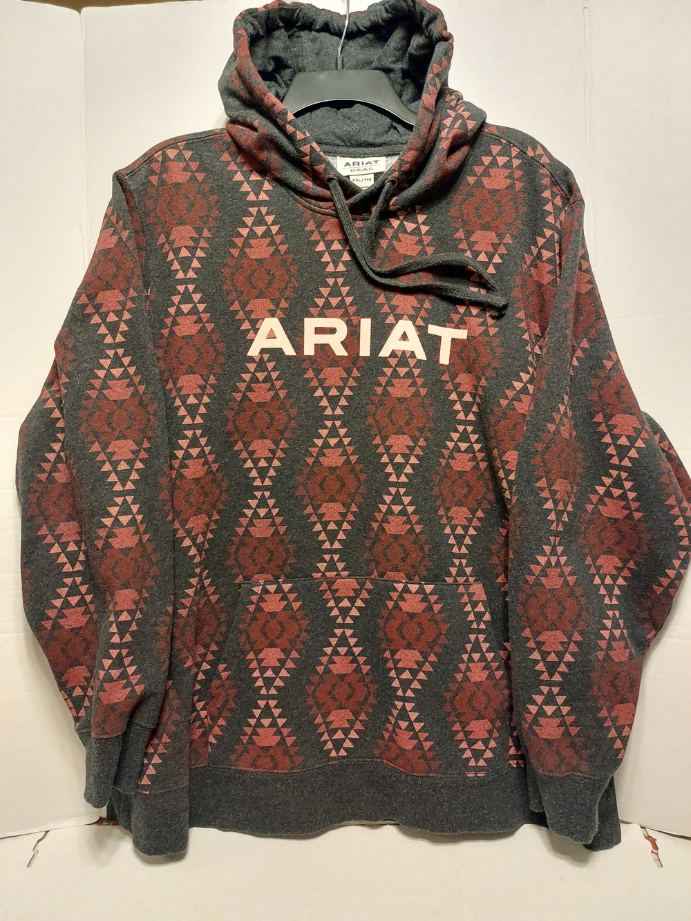 Ariat Real Series Woman's Charcoal and Red Aztec Pullover Hoodie